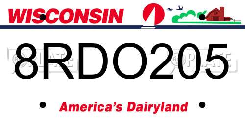 8RDO205 Wisconsin License Plate