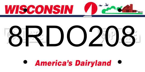8RDO208 Wisconsin License Plate