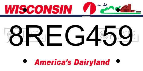 8REG459 Wisconsin License Plate
