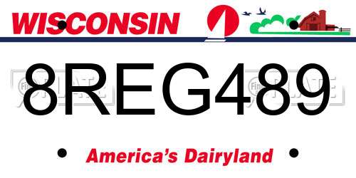8REG489 Wisconsin License Plate