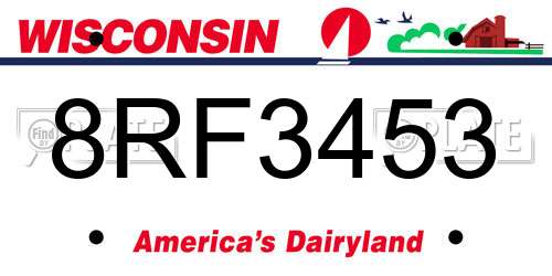 8RF3453 Wisconsin License Plate