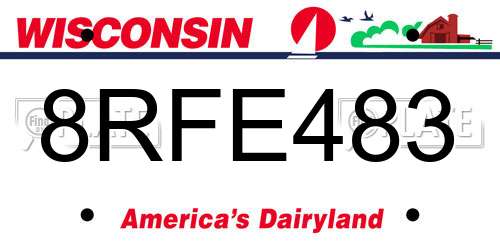 8RFE483 Wisconsin License Plate