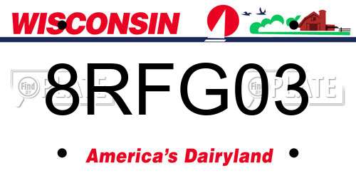 8RFG03 Wisconsin License Plate