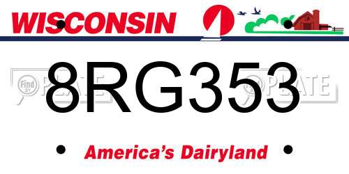 8RG353 Wisconsin License Plate