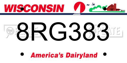8RG383 Wisconsin License Plate