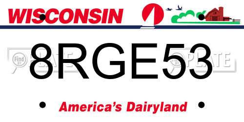8RGE53 Wisconsin License Plate