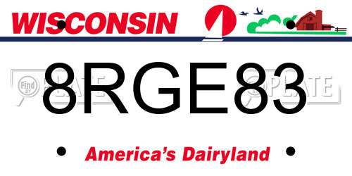 8RGE83 Wisconsin License Plate