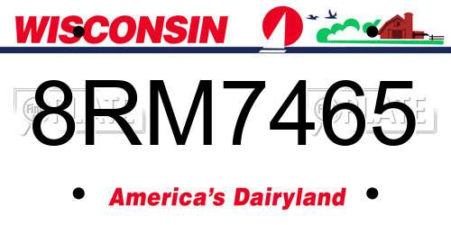 8RM7465 Wisconsin License Plate