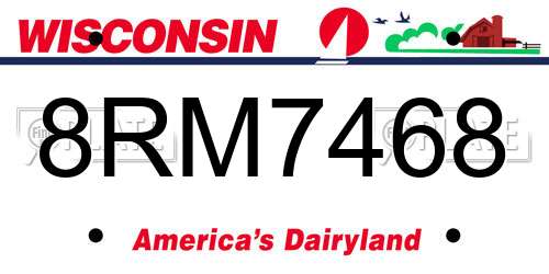 8RM7468 Wisconsin License Plate