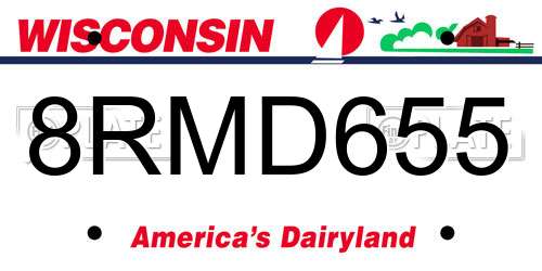 8RMD655 Wisconsin License Plate