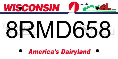8RMD658 Wisconsin License Plate