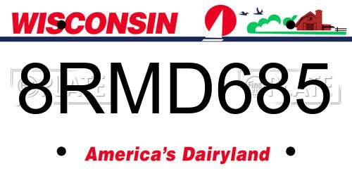 8RMD685 Wisconsin License Plate