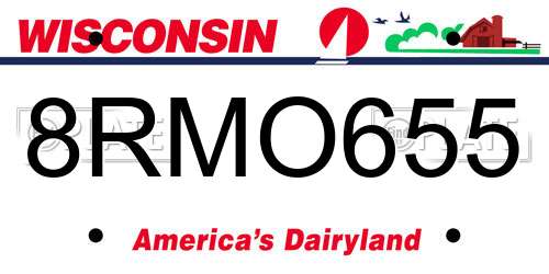 8RMO655 Wisconsin License Plate