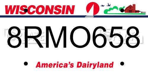 8RMO658 Wisconsin License Plate