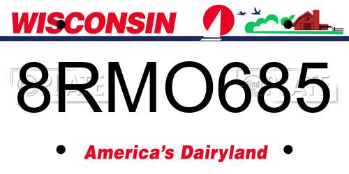 8RMO685 Wisconsin License Plate