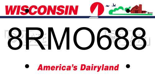8RMO688 Wisconsin License Plate