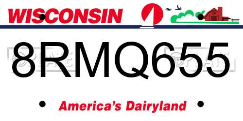 8RMQ655 Wisconsin License Plate