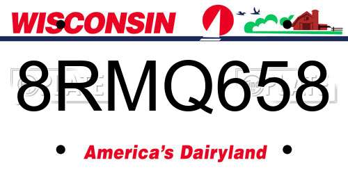 8RMQ658 Wisconsin License Plate