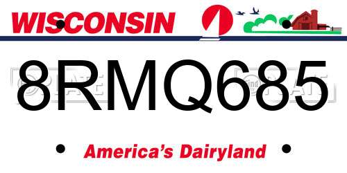 8RMQ685 Wisconsin License Plate