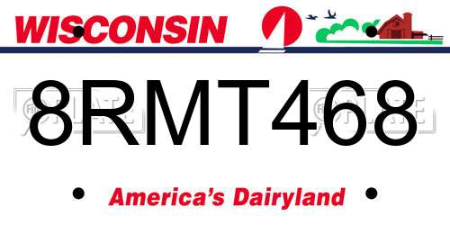 8RMT468 Wisconsin License Plate