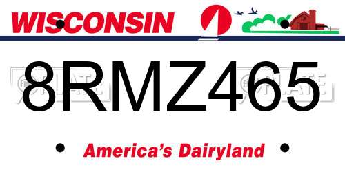 8RMZ465 Wisconsin License Plate