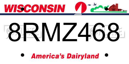 8RMZ468 Wisconsin License Plate