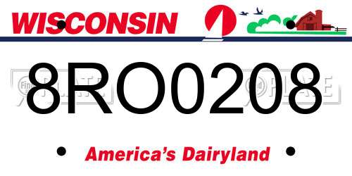 8RO0208 Wisconsin License Plate