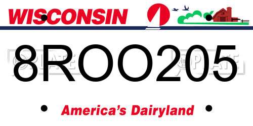8ROO205 Wisconsin License Plate