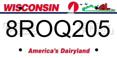 8ROQ205 Wisconsin License Plate