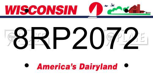 8RP2072 Wisconsin License Plate