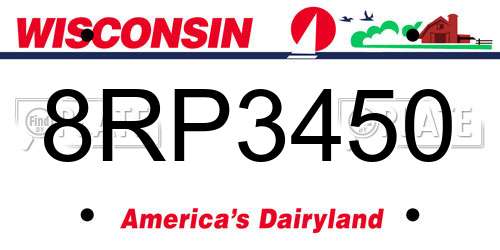 8RP3450 Wisconsin License Plate