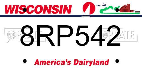 8RP542 Wisconsin License Plate