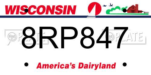 8RP847 Wisconsin License Plate