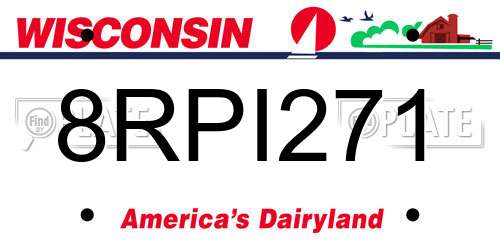 8RPI271 Wisconsin License Plate
