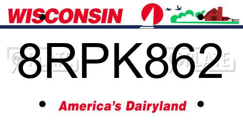 8RPK862 Wisconsin License Plate