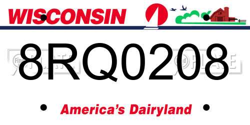 8RQ0208 Wisconsin License Plate
