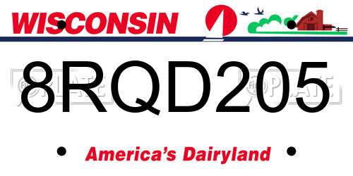 8RQD205 Wisconsin License Plate