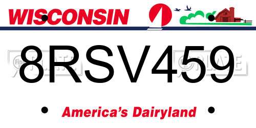 8RSV459 Wisconsin License Plate