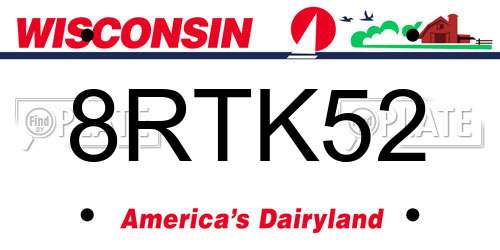 8RTK52 Wisconsin License Plate