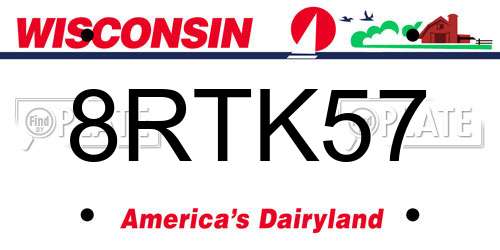 8RTK57 Wisconsin License Plate