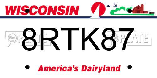 8RTK87 Wisconsin License Plate