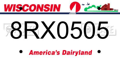 8RX0505 Wisconsin License Plate