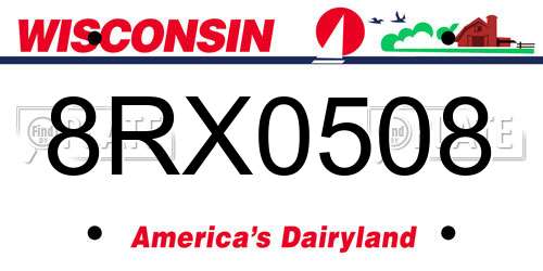 8RX0508 Wisconsin License Plate