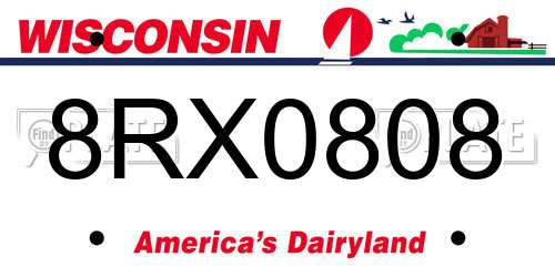 8RX0808 Wisconsin License Plate