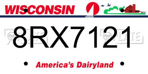 8RX7121 Wisconsin License Plate