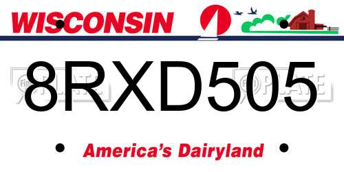 8RXD505 Wisconsin License Plate