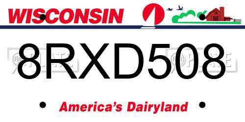 8RXD508 Wisconsin License Plate