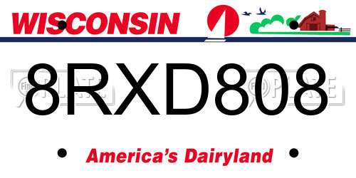 8RXD808 Wisconsin License Plate