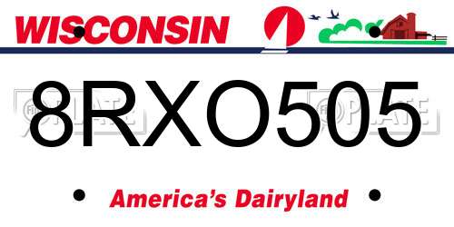 8RXO505 Wisconsin License Plate