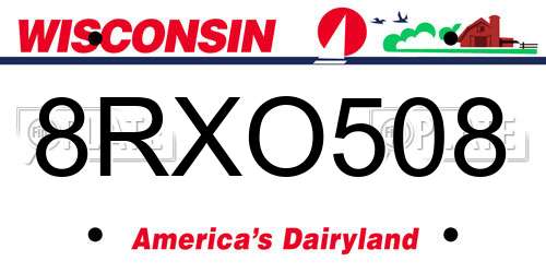 8RXO508 Wisconsin License Plate